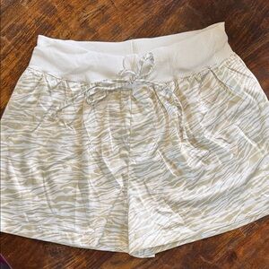 Women's Cream Zebra Pattern Athletic Shorts